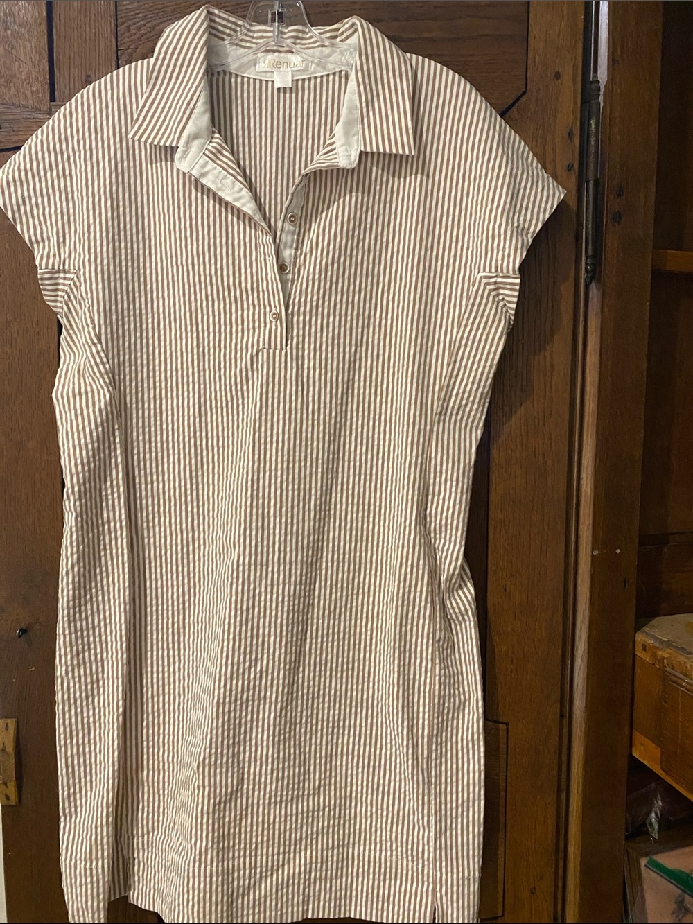Renuar Cream and White Striped Dress